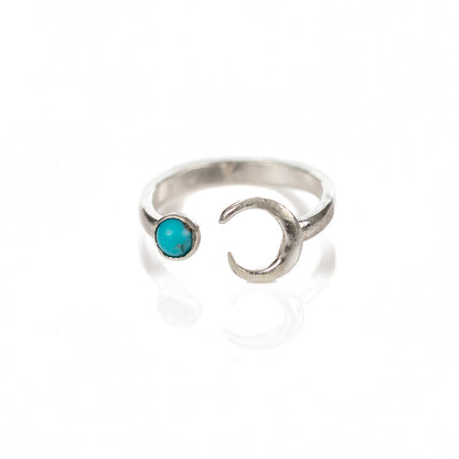 Turquoise Silver Moon Ring - Love Beach Beads