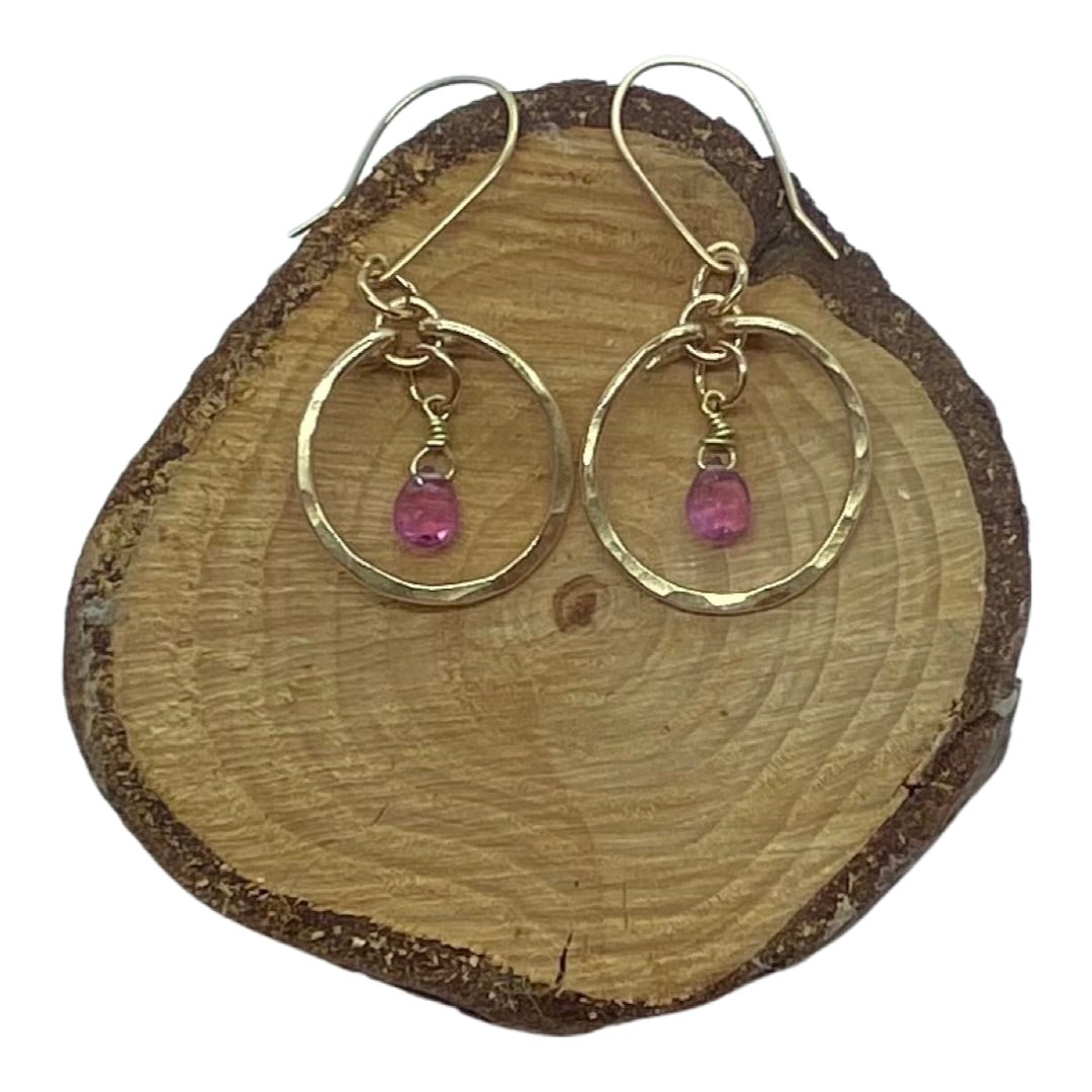 Tourmaline Gold Hoops - Love Beach Beads