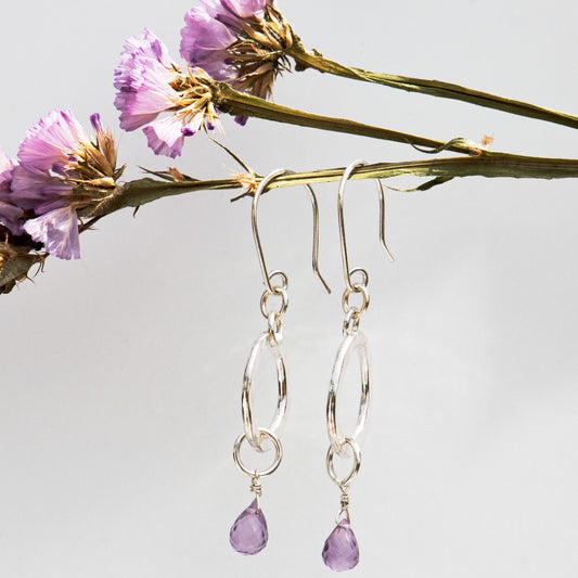 Amethyst silver Earrings - Love Beach Beads