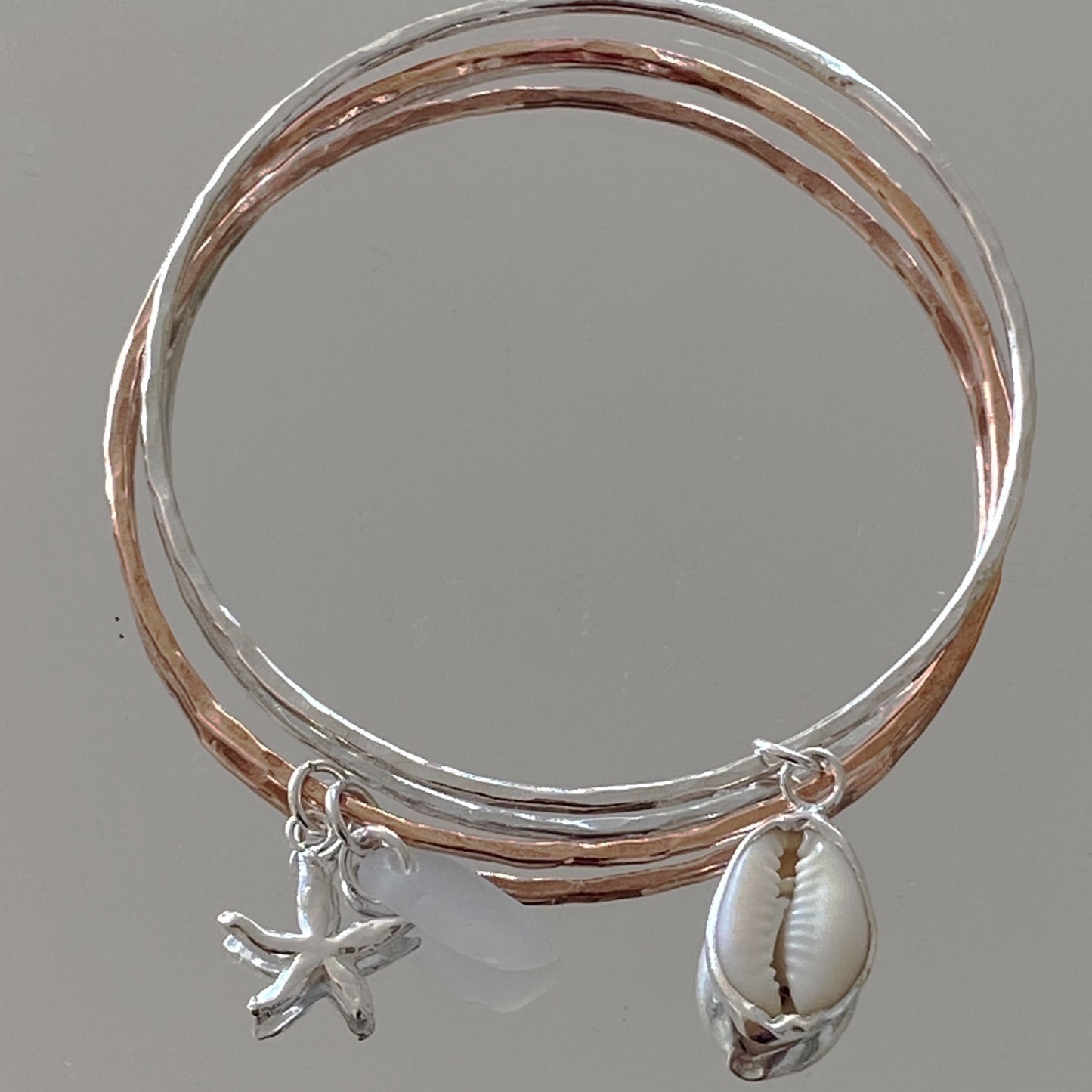 Copper Bangle with Charm - Love Beach Beads