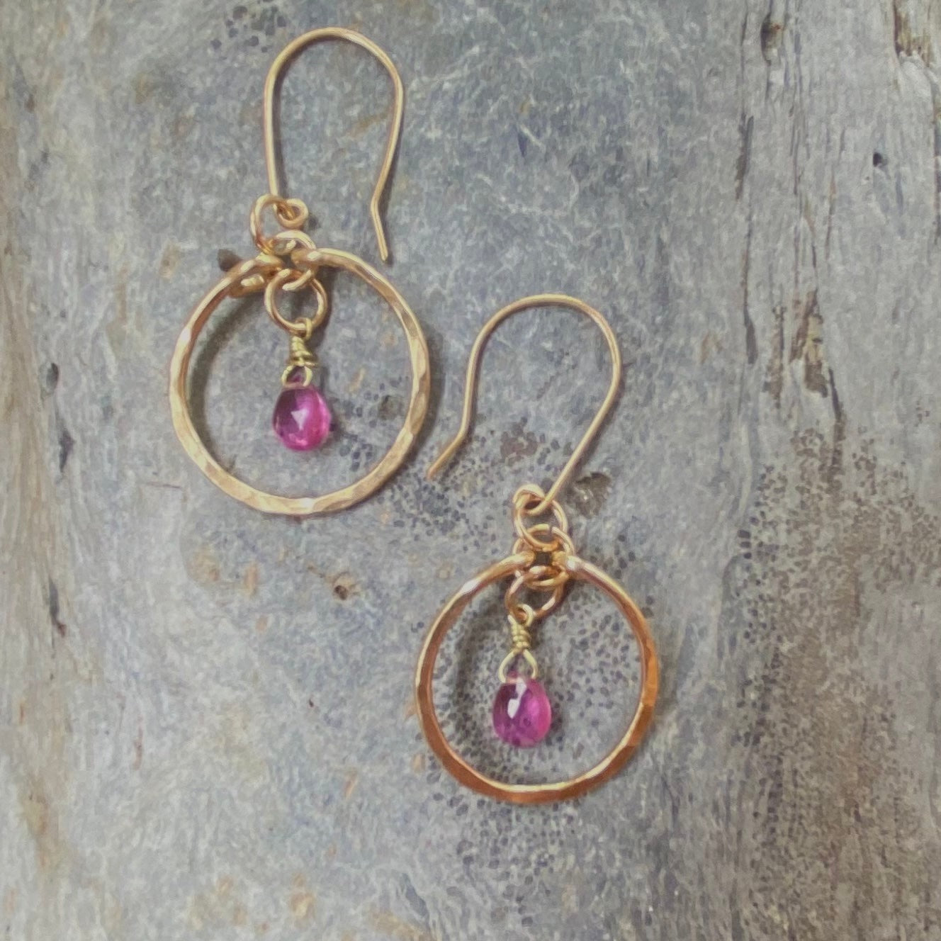 Tourmaline Gold Hoops - Love Beach Beads