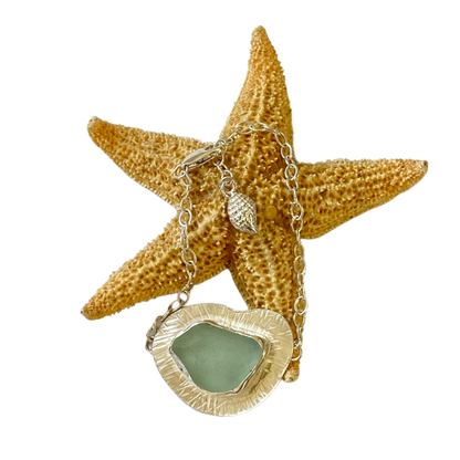 Ocean Sea Glass with Charm Earrings - Love Beach Beads