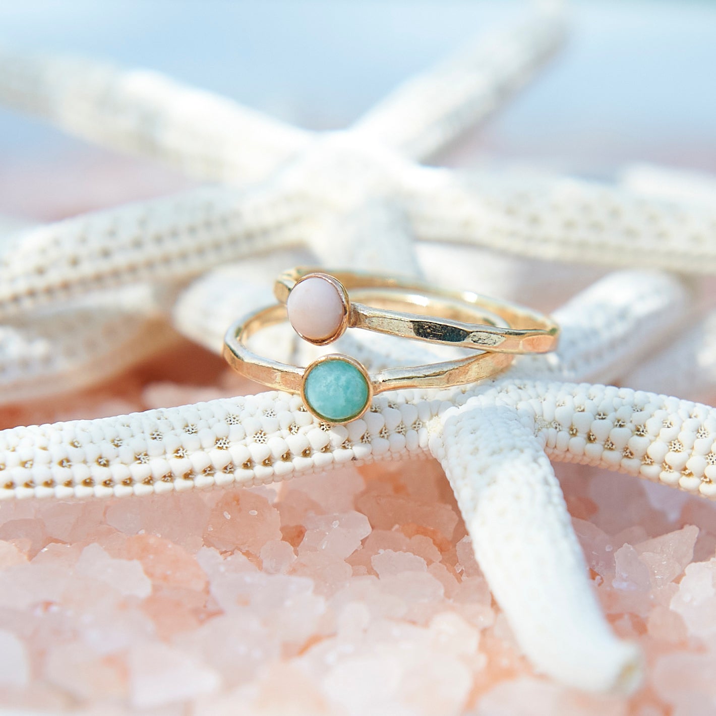 Gold Birthstone Stacking Rings - Love Beach Beads