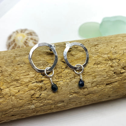 Sapphire Silver Earrings - Love Beach Beads