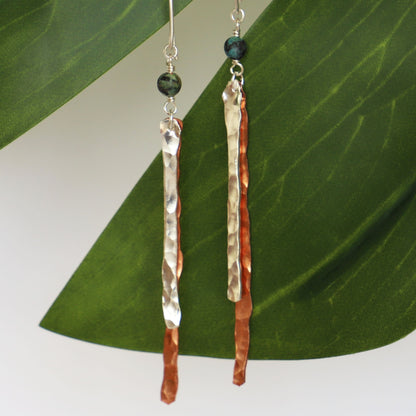 Copper and Silver Hammered Earrings - Love Beach Beads