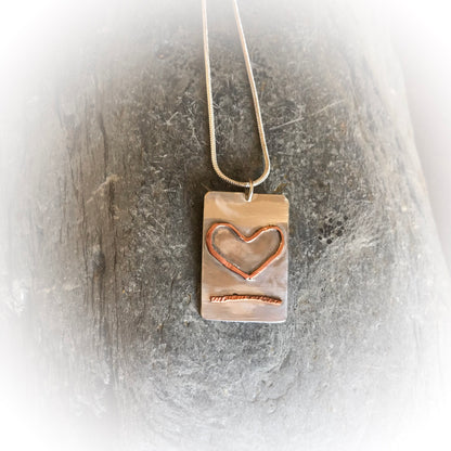 Sterling Silver Heart Pendant. Copper Heart - Love Beach Beads