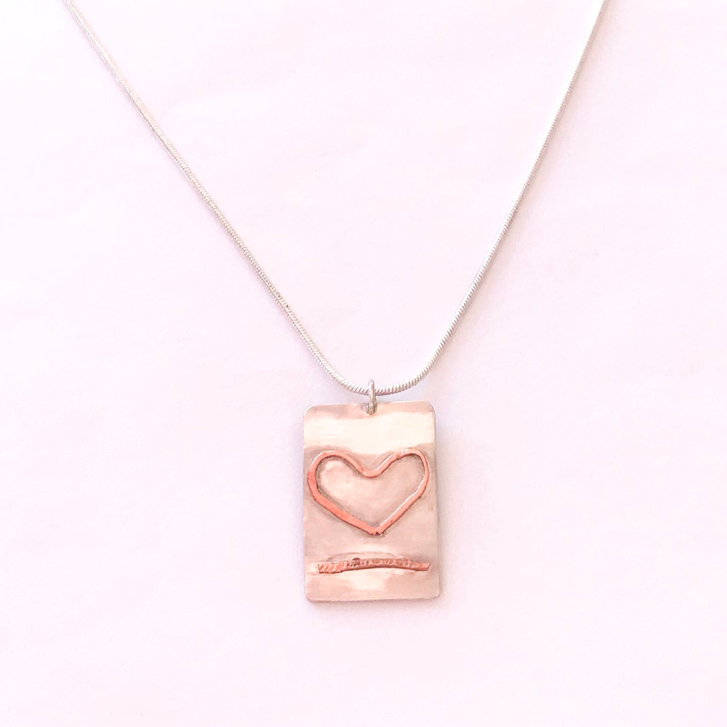 Sterling Silver Heart Pendant. Copper Heart - Love Beach Beads